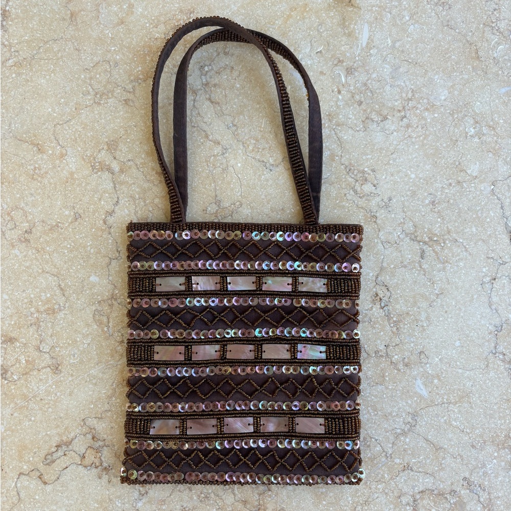 brown beaded bag